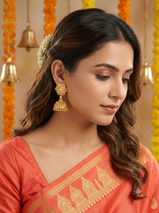 Vivaana Screw back alloy Gold Plated for Women and Girls -VFJ1462ERG Alloy Jhumki Earring