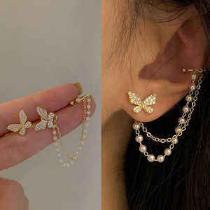 Vembley Korean Single Ear With Butterfly Stud s Metal Cuff Earring