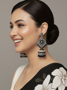 alysa Big Size Stone Mirror Premium Quality Alloy Jhumki Earring