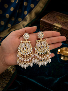 Krishman Stylish Long Party Wear Earrings For Women Diamond Alloy Chandbali Earring