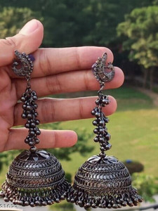 Jhumkas New trandy Oxidised black nagin long nack for women girls Metal Jhumki Earring