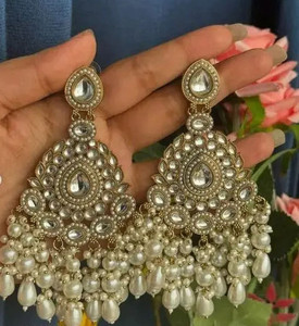 HATRENDZ GOLD PALTED MULTICOLUR PARY WEAR EARRING Cubic Zirconia Brass Chandbali Earring