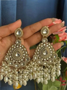 HATRENDZ GOLD PALTED MULTICOLUR PARY WEAR EARRING Pearl Alloy Chandbali Earring