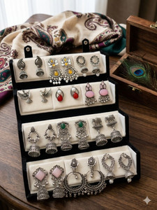 ELITEKRTZ 12 pairs jhumka with folding box jhumka earrings Diamond Alloy Jhumki Earring, Drops & Danglers, Stud Earring