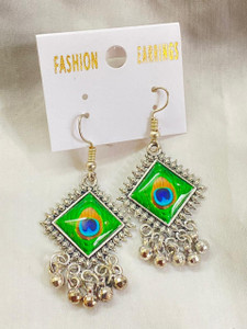 IAS Enterprises Peacock Silver Drops & Danglers