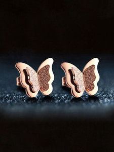 YELLOW CHIMES Charming Dual Butterfly Metal Stud Earring