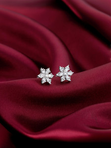 GIVA 925 Flowery Snowflake Studs|Lifetime Plating|6 Month Warranty Zircon Sterling Silver Stud Earring