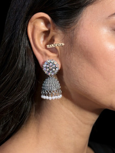 Zoeria SilverJhumka Diamond Brass Stud Earring
