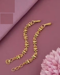 Matram GOLD PLATED AD STUDDED FANCY EAR CHAIN ( KAN SER/KAAN CHAN) Cubic Zirconia Brass Earring Set