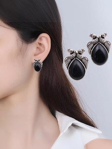 THANU'S CRAFT Traditional Silver Oxidised Design Gypsy Black Metal Oxidized Stud Earrings Metal Stud Earring