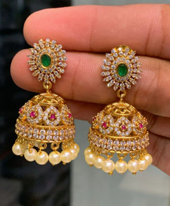 CHICLY Traditional Bell Shape Jhumka Design Alloy Earring Set