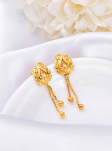 ZAVYA Nature's Splendor 925 Sterling Silver Gold-Plated Flower & Leaf Earrings Sterling Silver Drops & Danglers