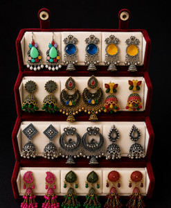 Aashtalifestyle Colour full jhumki Alloy Chandbali Earring, Jhumki - Image 5
