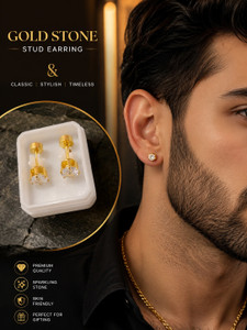 GANESHA Stone Stud Earring for Men Cubic Zirconia Metal Stud Earring