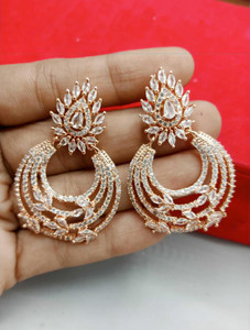 Manuvi Jewels American Diamond(AD) Earrings Cubic Zirconia Alloy Stud Earring