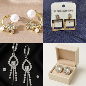 DANGAR ENTERPRISE Combo of 4 Elegant Designer Earrings for Women | Stylish Party & Daily Wear Set Cubic Zirconia Alloy Jhumki Earring