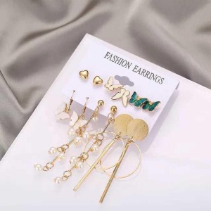 Karishma Kreations Combo of Earrings Set for Girls Women Party Wear Western Earrings Combo Stylish Crystal, Cubic Zirconia, Emerald, Diamond Metal Clip-on Earring, Drops & Danglers, Earring Set, Tunnel Earring