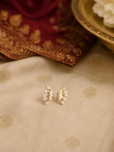 MGM Collections Gold Plated AD Second Stud Gold Stud Earring