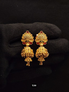 टी जे एच 1 GRAM GOLD PLATED ETHNIC EARRING JHUMKI FOR DAILY USE Brass Jhumki Earring