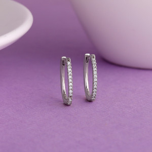 जीवा 925 Silver Zircon Twinkling Hoop Earrings|Lifetime Plating|6 Month Warranty Zircon Sterling Silver Hoop Earring
