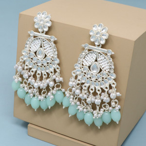 BELWICK Traditional Chandbali Kundan Pearl Beads Alloy Earring Set