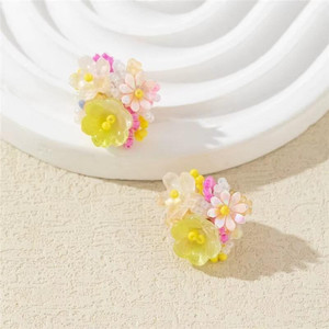 Tiso Tiso Elegant Yellow Beaded Flower Cluster Bohemian Jewelry Earrings Women Girls Crystal, Cubic Zirconia, Pearl Alloy, Brass, Stone Drops & Danglers, Earring Set, Hoop Earring, Rhinestone Studs, Stud Earring