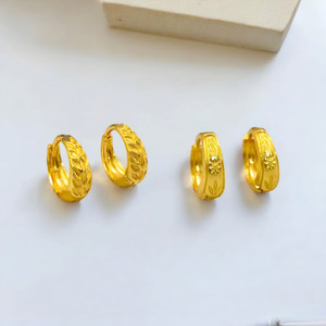 मा फैशन Combo of 2 Gold-Plated Hoop Earrings for Women, Girls, Men & Boys Brass, अलॉय हूप ईयररिंग, Huggie Earring