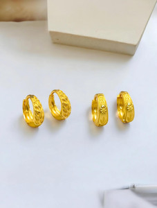 MA FASHION Combo of 2 Gold-Plated Hoop Earrings for Women, Girls, Men & Boys Brass, Alloy Hoop Earring, Huggie Earring