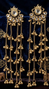 izah kashmiri style gold plated long chain earrings Brass Jhumki Earring