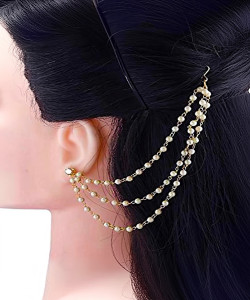 UVX fashion & tech Temple Jewelry Inspired Multilayer Pearl Bead Statement Chain Pearl Alloy Jhumki Earring