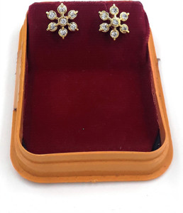 Anujeet Fashion Hub Gold Plated Covering 5 metal Impon AD Stone Floral Stud For Women/Girls Copper Stud Earring
