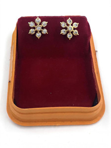 Anujeet Fashion Hub Gold Plated Covering 5 metal Impon AD Stone Floral Stud For Women/Girls Copper Stud Earring