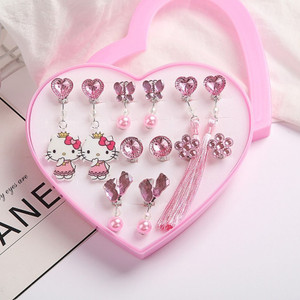 SYGA Princess-Themed Non-Pierced Earrings Set - 6 Cartoon Designs, Plastic Material Plastic Clip-on Earring
