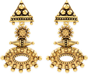 Voylla Rava Ball Oxidized Gold Dangle Earrings Brass Stud Earring