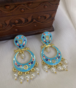 Fashion Theme Earrings Pearl Jhumka Bali Firozi Jhumkas for Women & Girls Pearl Brass Chandbali Earring, Drops & Danglers, Jhumki Earring