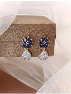 NENS JWL Crystal Cute Korean earrings Pair Cubic Zirconia Metal Drops & Danglers Diamond Brass Earring Set