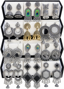 HS BANDHU Premium Set Of 12 Earings With Velvet Folding Box Metal Earring Set, Jhumki Earring, Stud Earring