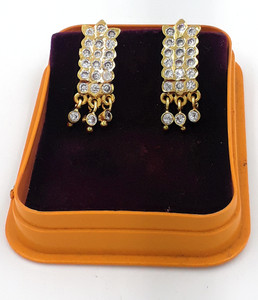 Anujeet Fashion Hub Gold Plated Covering 5 metal Impon AD Stone Stud Earrings For Women & Girls Copper Stud Earring