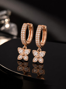 forevershine Rose Gold Plated Anti Tarnish American Diamond Cubic Zirconia Earring for Women Cubic Zirconia Alloy Hoop Earring