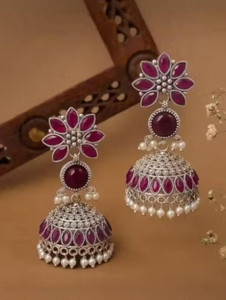 Vastaraj Aarvi Maroon Charm Blue Sapphire Alloy Earring Set - Image 1