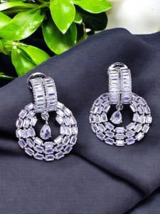 Manikya MANIKYA Brass AD Rhodium Plated Earings Tops With Hydro Colour CZ Stones Cubic Zirconia Brass Drops & Danglers