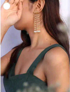 MITRANG CREATION Pearl Long Ganthan Earring Brass Stud Earring