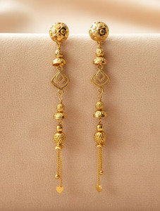 MA FASHION Elegant Gold Plated Long Drop Earrings Brass Drops & Danglers
