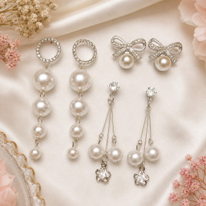 PEUMO Stylish Trendy Stone & Pearl Earrings for Women and Girls Cubic Zirconia, Pearl, Zircon Alloy Drops & Danglers