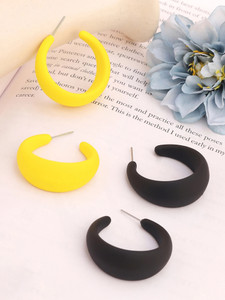 YELLOW CHIMES Combo of 2 Pairs Hoops Earrings Set | Big Hoop Women Earrings Brass Hoop Earring