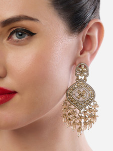 ZAVERI PEARLS Zaveri Pearls Champagne Color Stones Cluster Beads Drop Dangle Earring-ZPFK19153 Beads Alloy Drops & Danglers