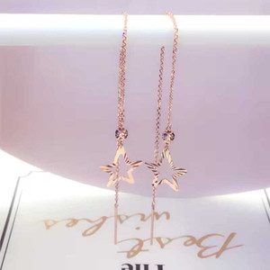 YU Fashions Yu Fashions Needle Thread Cute long Tassle Korean Earrings Pair Crystal Metal Tassel Earring