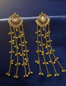 वेदांतभरत Kashmiri Style Gold Plated Long Chain Earrings Brass Drops & Danglers