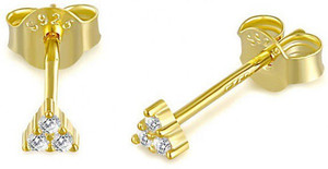 PALMONAS Trinal Solitaire Stud Earrings- 18k Gold Plated Alloy Stud Earring