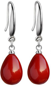 Nilu's Collection Red Cherry Pearl Stylish Fancy Drop Earrings for Women and Girl Pearl Metal Drops & Danglers